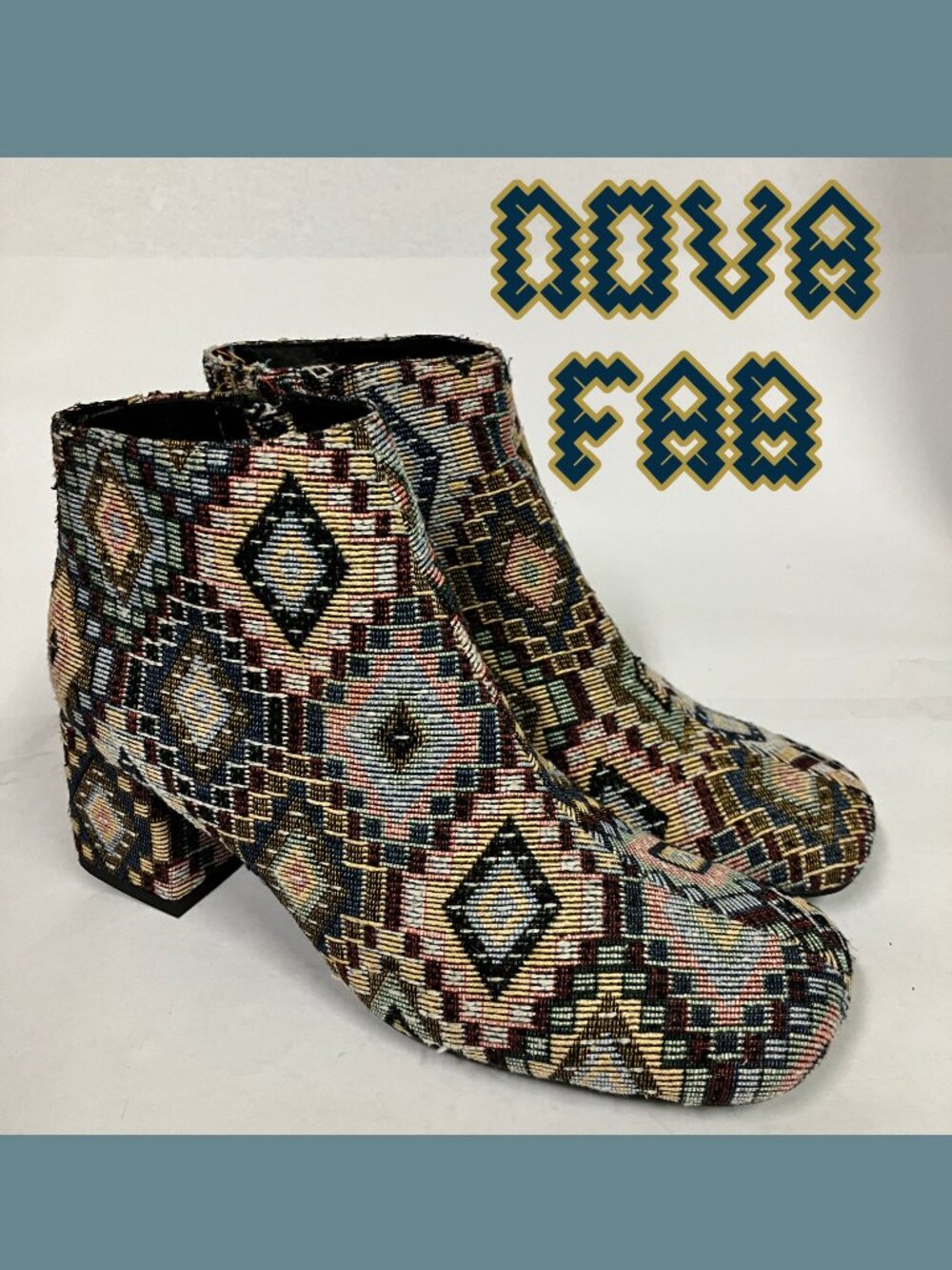 *LIKE NEW* Jeffrey Campbell NOVA-FAB Geometric Tapestry Booties, Size 9! Cute!!!
